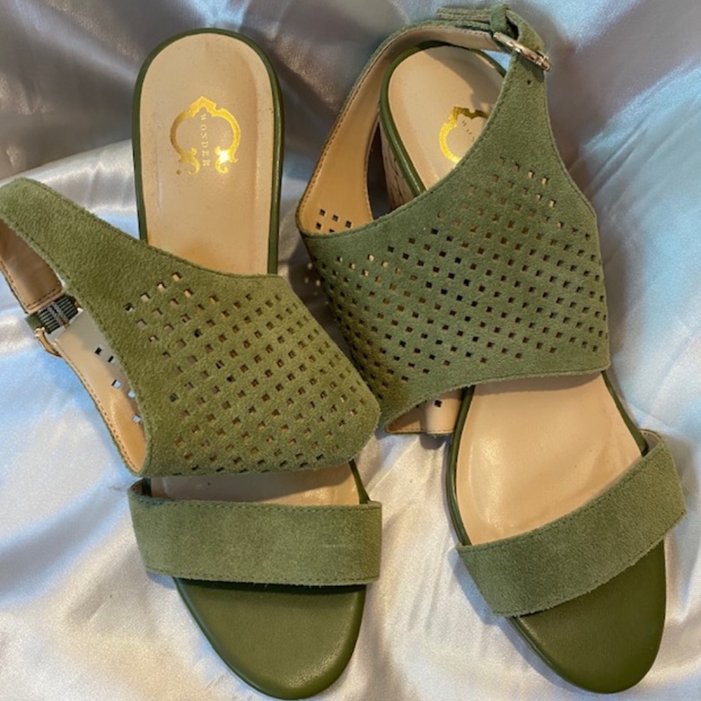 Suede Green Wedges
